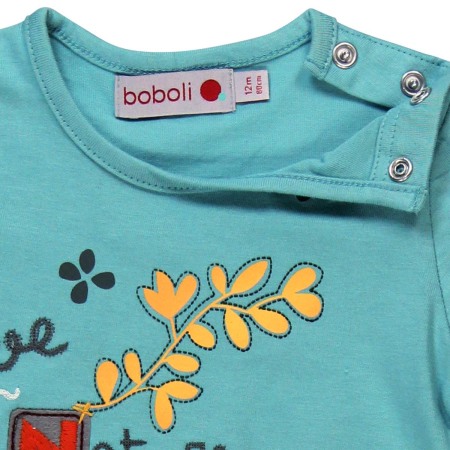 Tricou fetite 3-24 luni, turcoaz, imprimeu floral, Boboli [3]