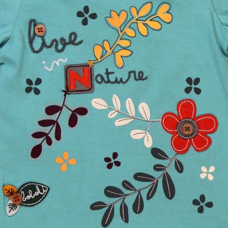 Tricou fetite 3-24 luni, turcoaz, imprimeu floral, Boboli [2]