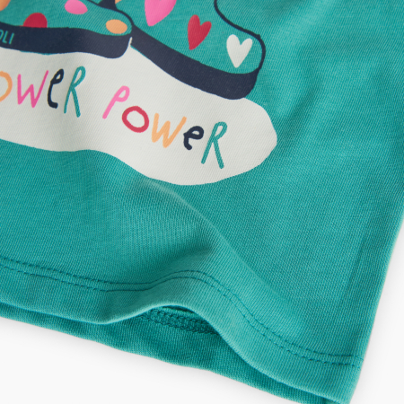 Tricou fetite cu maneca lunga, aplicatii florale, turcoaz, brand Boboli [3]