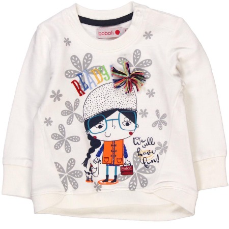 Fete/Baieti 0-24 luni - Tricou maneca lunga bebe fetita, vatuit, imprimeu fetita, Boboli