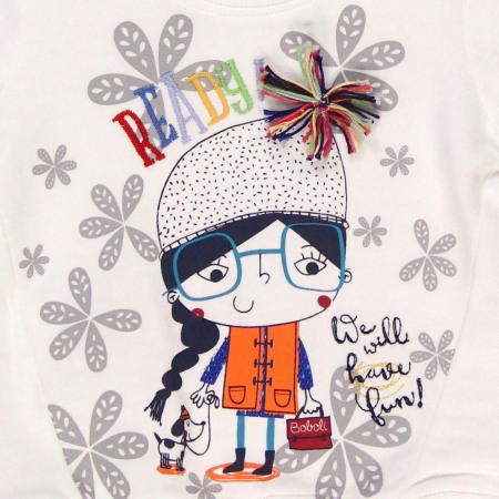 Tricou maneca lunga bebe fetita, vatuit, imprimeu fetita, Boboli [3]