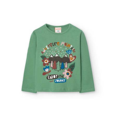 Fete - Tricou maneca lunga fete, bumbac better cotton, verde, brand Boboli
