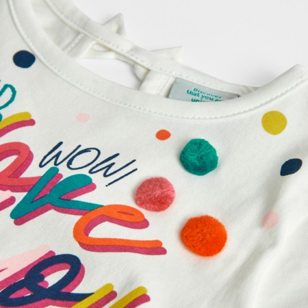 Tricou maneca lunga fete, bumbac certificat oeko-tex, text multicolor, alb, Boboli [2]