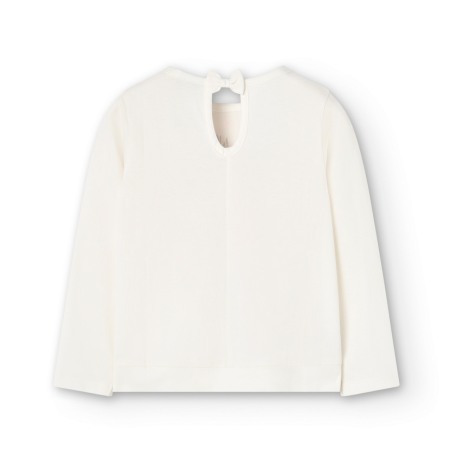 Tricou maneca lunga fete, bumbac certificat oeko-tex, text multicolor, alb, Boboli [1]