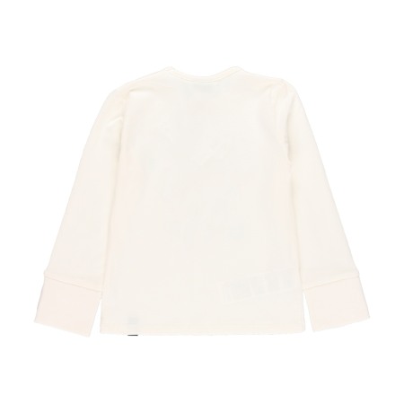 Tricou maneca lunga fete, bumbac, imprimeu text, strasuri, alb natural, brand Boboli [1]