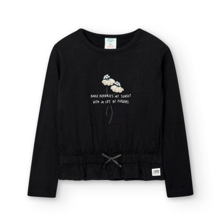 Fete - Tricou maneca lunga fete, bumbac, negru, Boboli