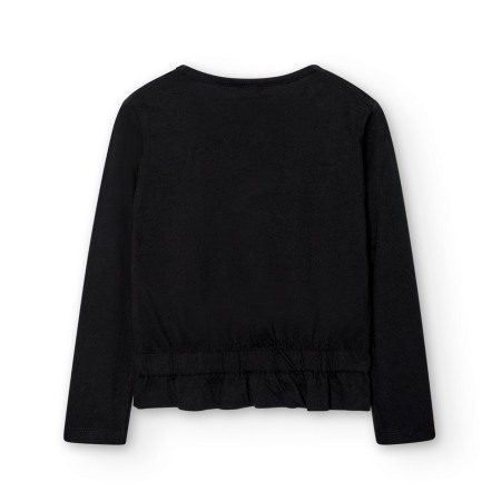 Tricou maneca lunga fete, bumbac, negru, Boboli [1]