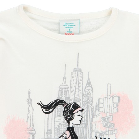 Tricou maneca lunga fete, bumbac, new york, Boboli [3]