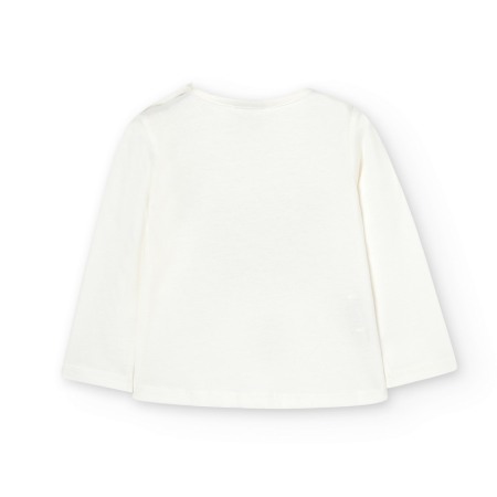 Tricou maneca lunga fete, imprimeu fetita cu par mov, alb, Boboli [1]