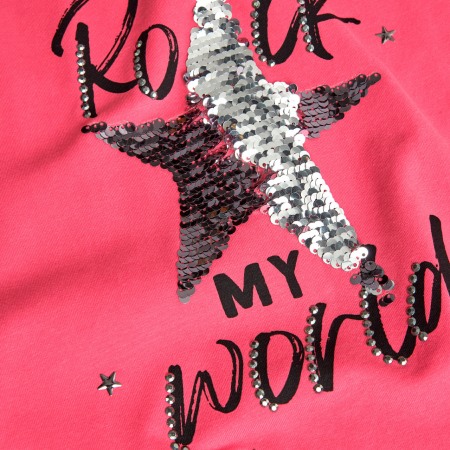 Tricou maneca lunga fete, paiete reversibile, roz ciclam, Boboli [1]