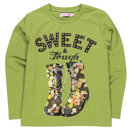 Tricouri maneca lunga - Tricou maneca lunga fete, sweet, verde, Boboli
