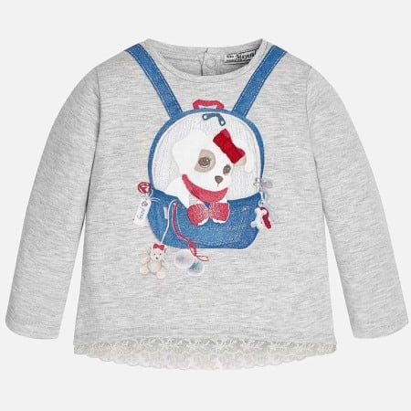 Fete - Tricou maneca lunga fetite 0-24 luni Mayoral gri