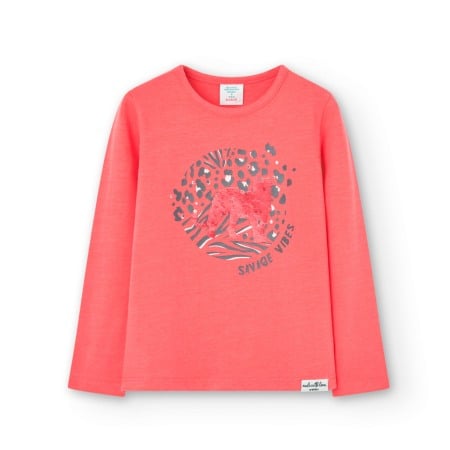 Tricouri maneca lunga - Tricou maneca lunga fetite, bumbac, animal print, paiete reversibile, orange, Boboli