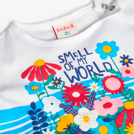 Tricou maneca lunga fetite, bumbac better cotton, imprimeu floral, brand Boboli [2]
