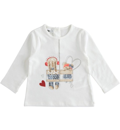 OUTLET - Tricou maneca lunga fetite, print gliterat, iDO