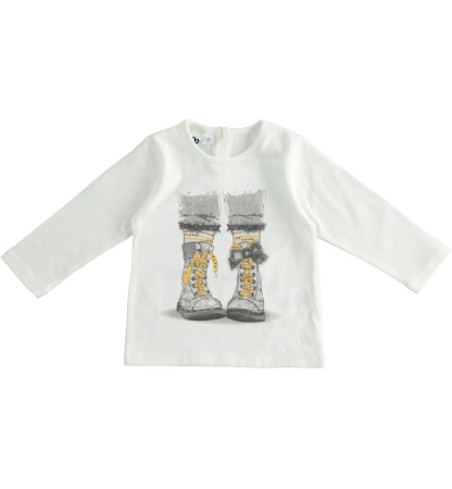 Fete/Baieti 2- 16 ani - Tricou maneca lunga fetite ,print grafic , strasuri aplicate, iDO