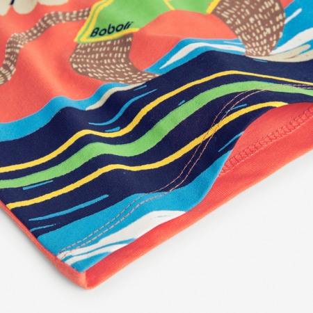 Tricou maneca scurta baiat, imprimeu maimuta, portocaliu, Boboli [3]