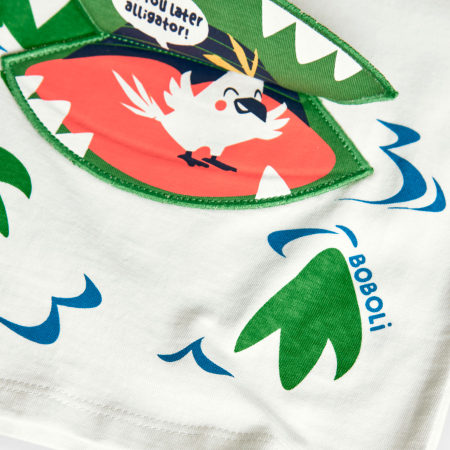 Tricou maneca scurta baieti 1-8 ani, bumbac better cotton, imprimeu aligator, brand Boboli [3]