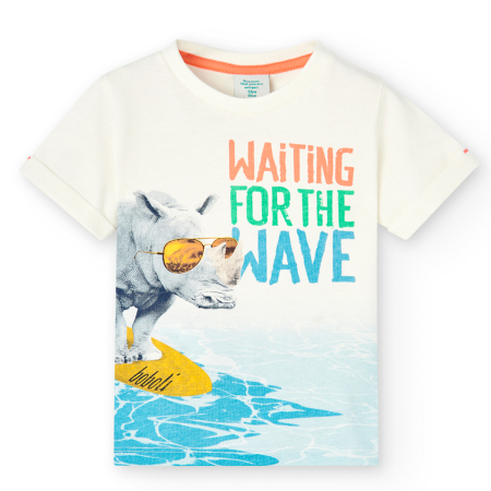 Colectie fete/ baieti primavara-vara - Tricou maneca scurta baieti 1-8 ani, imprimeu Rinocer cu ochelari, brand Boboli