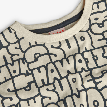 Tricou maneca scurta baieti 4-14 ani, imprimeu text, bej, brand Boboli [2]