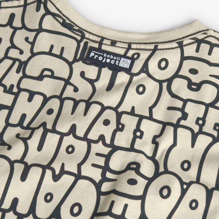 Tricou maneca scurta baieti 4-14 ani, imprimeu text, bej, brand Boboli [3]