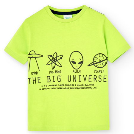 Colectie fete/ baieti primavara-vara - Tricou maneca scurta baieti, ALIEN, bumbac, verde, brand Boboli