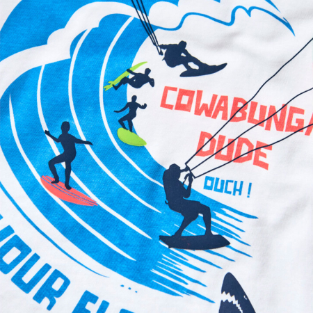 Tricou maneca scurta baieti, bumbac better cotton, imprimeu surferi, brand Boboli [2]