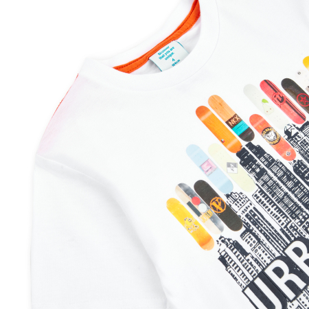 Tricou maneca scurta baieti, bumbac, URBAN CITY, alb, brand Boboli [2]