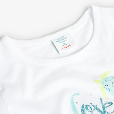 Tricou maneca scurta fete 4-16 ani, bumbac better cotton, alb, brand Boboli [2]