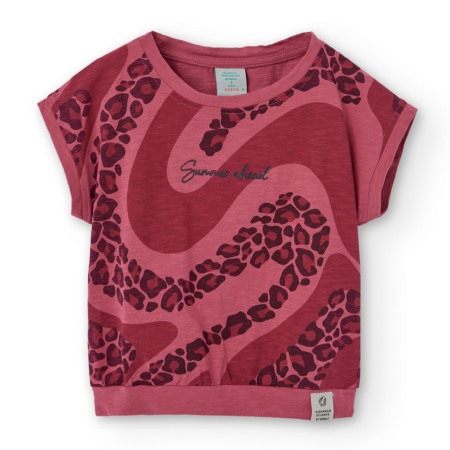 OUTLET ↗ 60% - Tricou maneca scurta fete,animal print, grena, Boboli - 426046