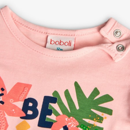 Tricou maneca scurta fete, better cotton, imprimeu floral, roz, brand Boboli [2]