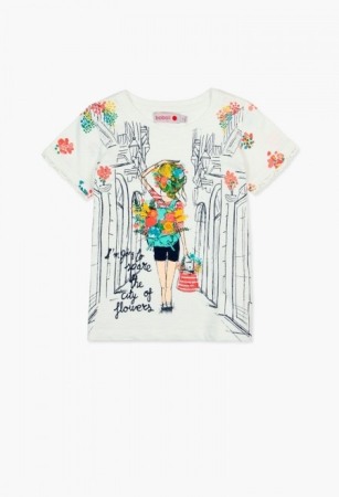Fete/Baieti 2- 16 ani - Tricou maneca scurta fete Boboli 4-14 ani cu imprimeu fetita