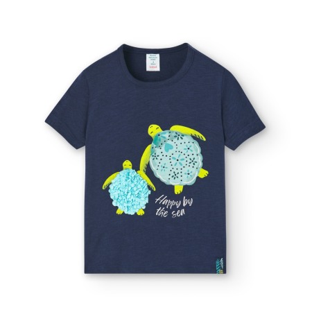 Fete/Baieti 2- 16 ani - Tricou maneca scurta fete, bumbac, aplicatii broscute turcoaz, navy, brand Boboli