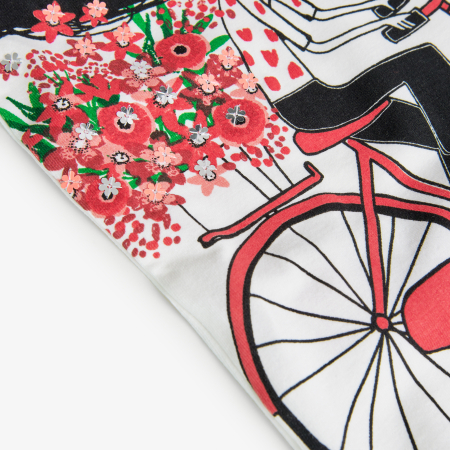 Tricou maneca scurta fetite 4-14 ani, imprimeu fetita pe bicicleta, brand Boboli [3]