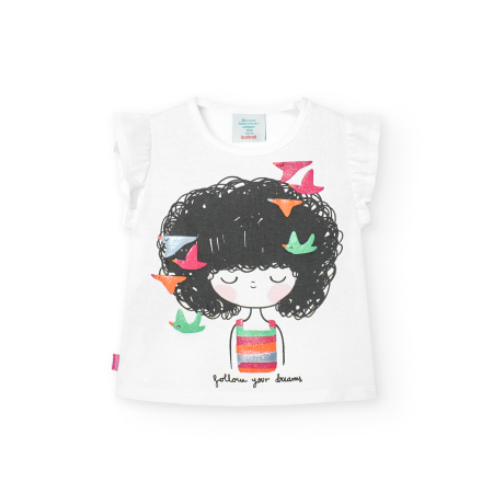 Tricouri/bluze maneca scurta - Tricou maneca scurta fetite, bumbac better cotton, imprimeu fetita, brand BOBOLI