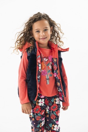 Geci /Salopete/Veste iarna - Vesta reversibila fete, imprimeu floral, Boboli