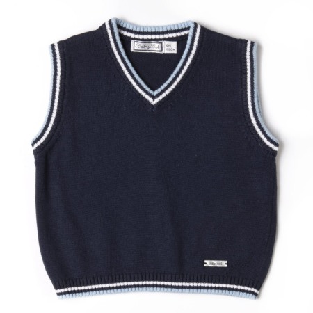 Fete/Baieti 0-24 luni - Vesta tricot baiat cu guler en-coeur, bleumarin , Babybol