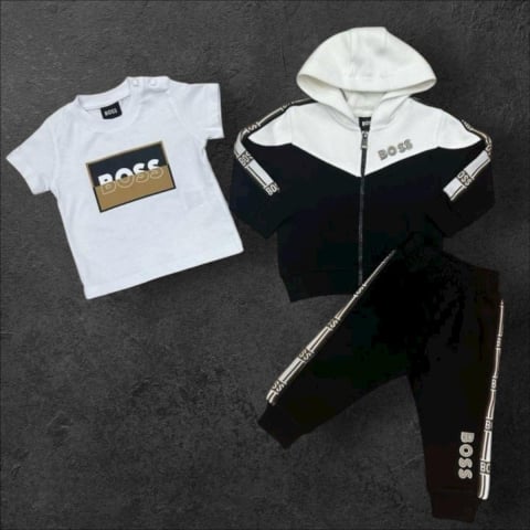 Hainute Copii - Combleu B S  3 Piese Alb + Negru