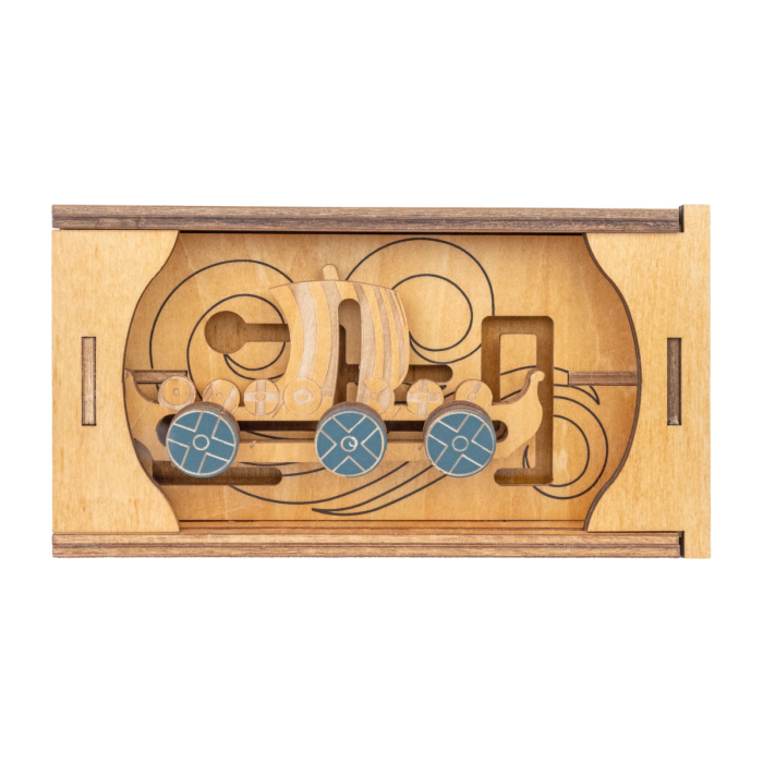 Cutie puzzle IQ din lemn cu mecanism secret - Nordic Longship Secret Box [6]