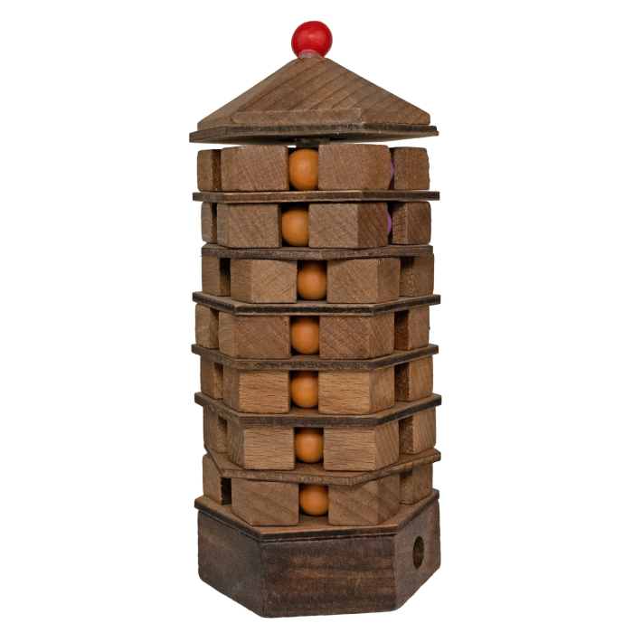 Joc logic IQ 3D din lemn cu bile - Chinese Pagoda [3]