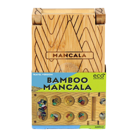 Produse - Joc de strategie Mancala din bambus, 2 jucatori - Travel Bamboo Mancala