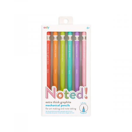 Cute Office - Notat! - Creioane mecanice grafit extra gros - set de 6, cu citate motivationale