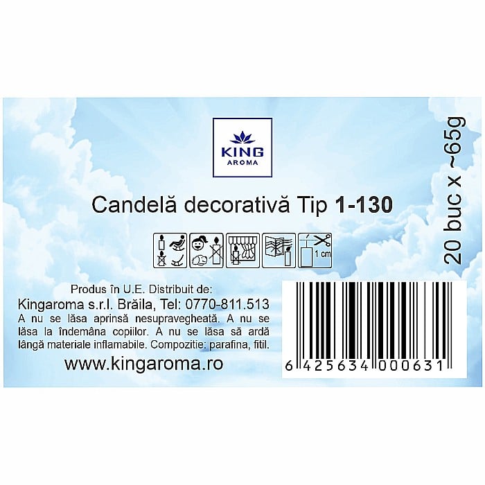 Set 20 bucati Candele cu capac, Tip 1-130 rosu, 25 ore, Kingaroma [5]