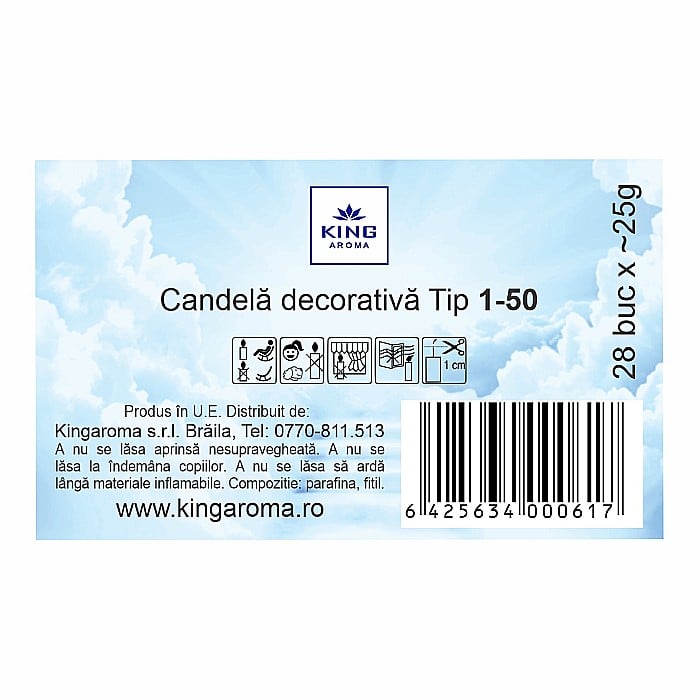 Set 28 bucati Candele cu capac, Tip 1-50 rosu, 15 ore, Kingaroma [5]