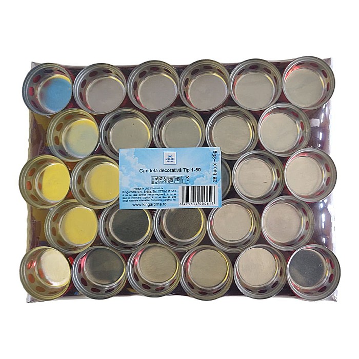 Set 28 bucati Candele cu capac, Tip 1-50 rosu, 15 ore, Kingaroma [2]
