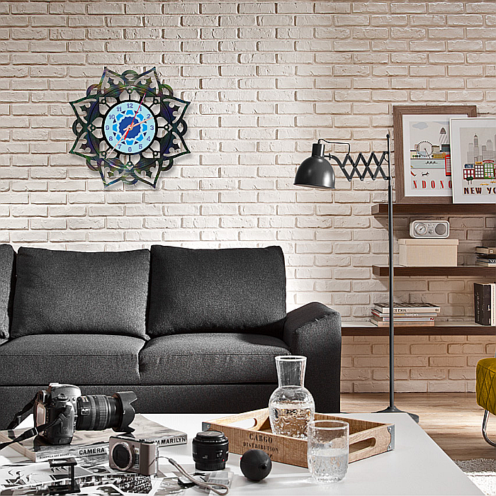 Ceas de perete disc vinil Mandala albastru [2]