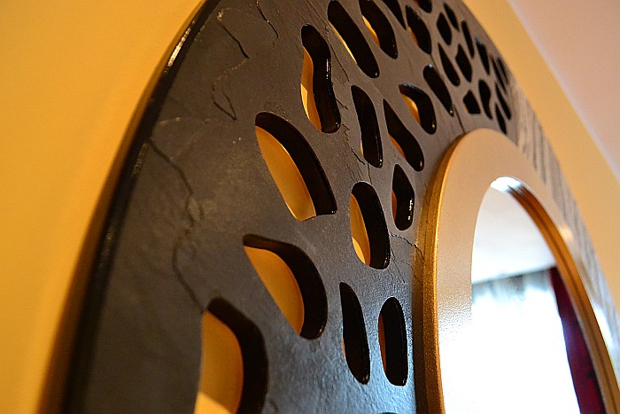 Oglinda moderna decorativa de lux, de perete, rotunda 90cm, din MDF placat, Kingaroma, Marble [8]