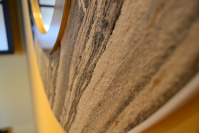 Oglinda moderna decorativa de lux, de perete, rotunda 90cm, din MDF placat, Kingaroma, Marble [9]