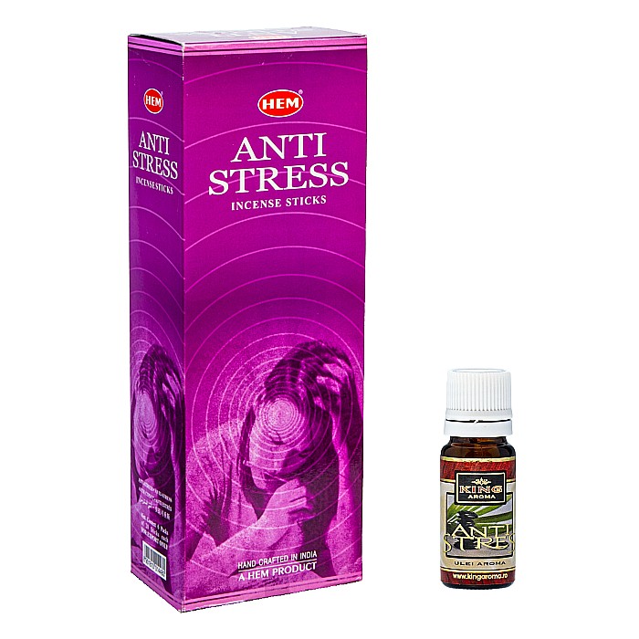 Pachet 120 betisoare parfumate HEM Antistres si Ulei aromaterapie Antistres Kingaroma, 10 ml [1]