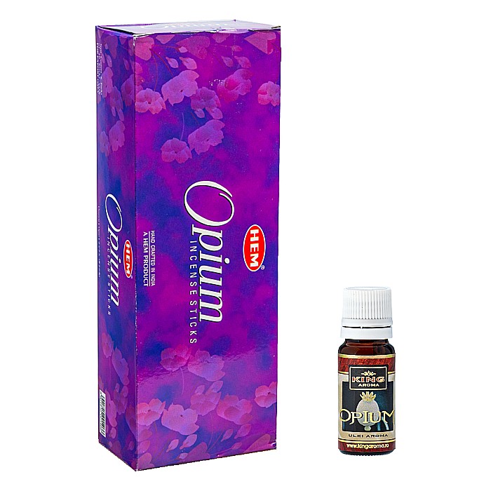 Pachet 120 betisoare parfumate HEM Opium si Ulei aromaterapie Opium Kingaroma, 10 ml [1]